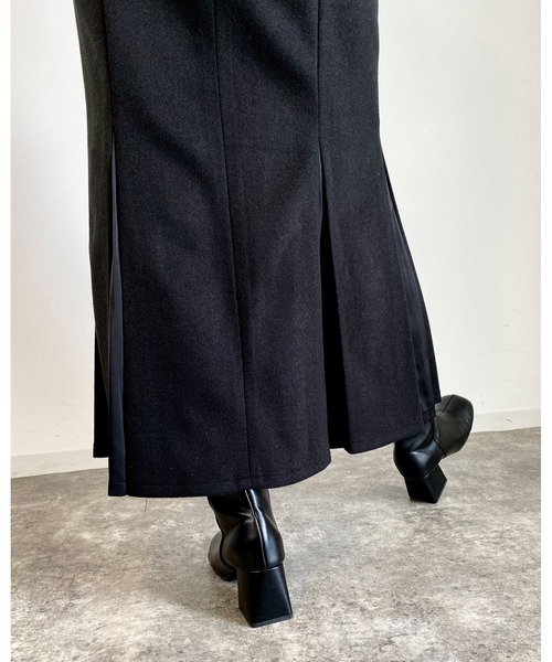 MLI'A（エムリア）の「切替フェイクウールマーメイド／サテンスカート（スカート・レディース・ブラック/ブラウン系その他2/ブラック系/グリーン/レンガ/ライトベージュ・FREE）」の16枚目の写真