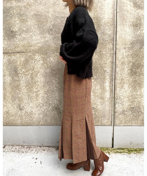 MLI'A（エムリア）の「切替フェイクウールマーメイド／サテンスカート（スカート・レディース・ブラック/ブラウン系その他2/ブラック系/グリーン/レンガ/ライトベージュ・FREE）」の9枚目の写真