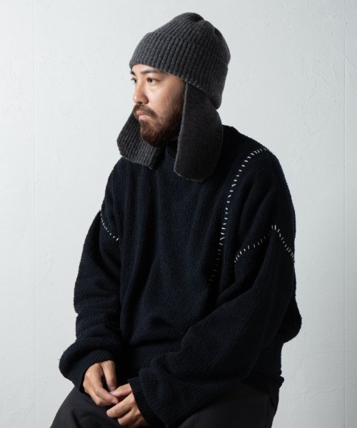 RACAL（ラカル）の「【Racal】Ear knit cap RL-21-1197（ニットキャップ/ビーニー・メンズ・ブラック/グレー/ホワイト・FREE）」の8枚目の写真