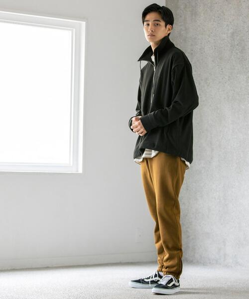 FEELING MADE（フィーリングメイド）の「FEELING MADE ストレッチマイクロフリース ハーフジップ オーバージャケット <UNISEX>（スウェット・レディース・ブラック/オリーブ/ナチュラル・FREE）」の5枚目の写真