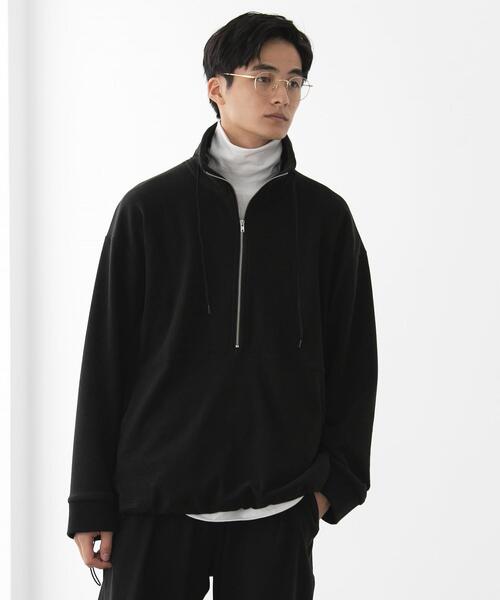 FEELING MADE（フィーリングメイド）の「FEELING MADE ストレッチマイクロフリース ハーフジップ オーバージャケット <UNISEX>（スウェット・レディース・ブラック/オリーブ/ナチュラル・FREE）」の7枚目の写真