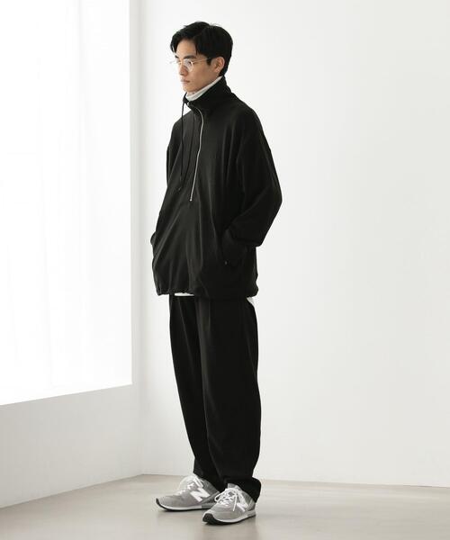 FEELING MADE（フィーリングメイド）の「FEELING MADE ストレッチマイクロフリース ハーフジップ オーバージャケット <UNISEX>（スウェット・レディース・ブラック/オリーブ/ナチュラル・FREE）」の8枚目の写真