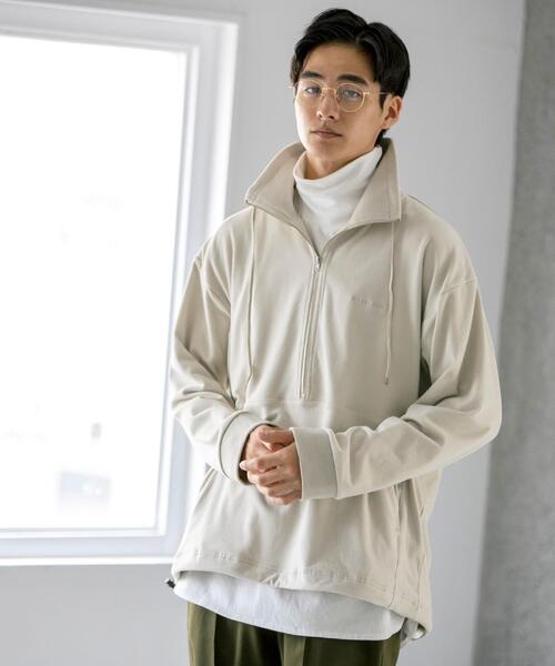 FEELING MADE（フィーリングメイド）の「FEELING MADE ストレッチマイクロフリース ハーフジップ オーバージャケット <UNISEX>（スウェット・レディース・ブラック/オリーブ/ナチュラル・FREE）」の11枚目の写真