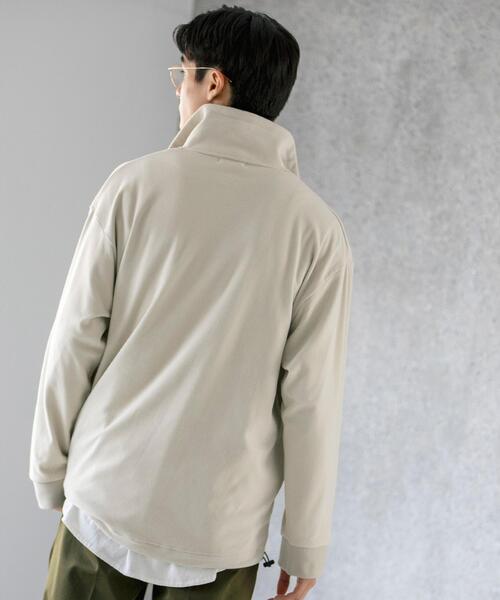 FEELING MADE（フィーリングメイド）の「FEELING MADE ストレッチマイクロフリース ハーフジップ オーバージャケット <UNISEX>（スウェット・レディース・ブラック/オリーブ/ナチュラル・FREE）」の13枚目の写真