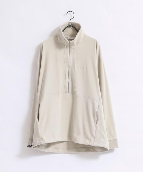 FEELING MADE（フィーリングメイド）の「FEELING MADE ストレッチマイクロフリース ハーフジップ オーバージャケット <UNISEX>（スウェット・レディース・ブラック/オリーブ/ナチュラル・FREE）」の19枚目の写真