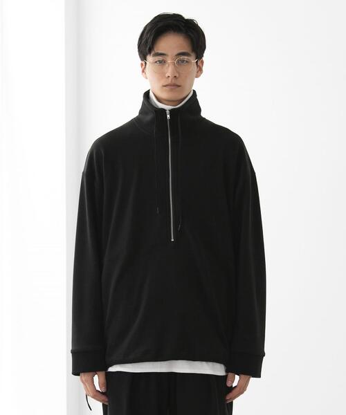 FEELING MADE（フィーリングメイド）の「FEELING MADE ストレッチマイクロフリース ハーフジップ オーバージャケット <UNISEX>（スウェット・レディース・ナチュラル/ブラック/オリーブ・FREE）」の18枚目の写真