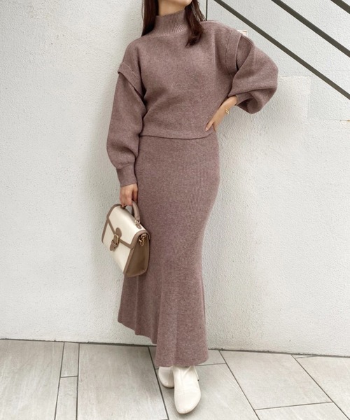 one after another NICE CLAUP（ワンアフターアナザーナイスクラップ）の「2枚セットマルチWayニットワンピース（ワンピース・レディース・グレー/モカ/ラベンダー/アイボリー・FREE）」の3枚目の写真