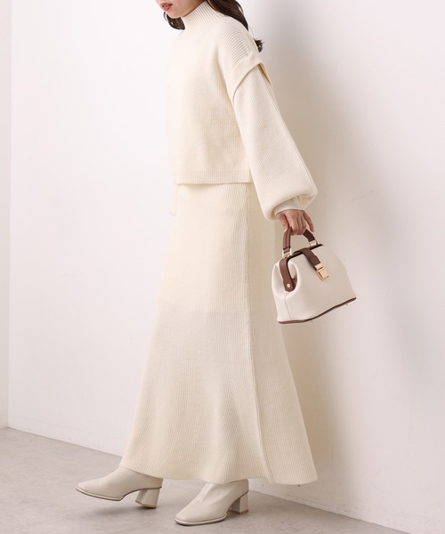 one after another NICE CLAUP（ワンアフターアナザーナイスクラップ）の「2枚セットマルチWayニットワンピース（ワンピース・レディース・グレー/モカ/ラベンダー/アイボリー・FREE）」の9枚目の写真