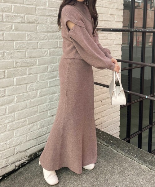 one after another NICE CLAUP（ワンアフターアナザーナイスクラップ）の「2枚セットマルチWayニットワンピース（ワンピース・レディース・グレー/モカ/ラベンダー/アイボリー・FREE）」の22枚目の写真