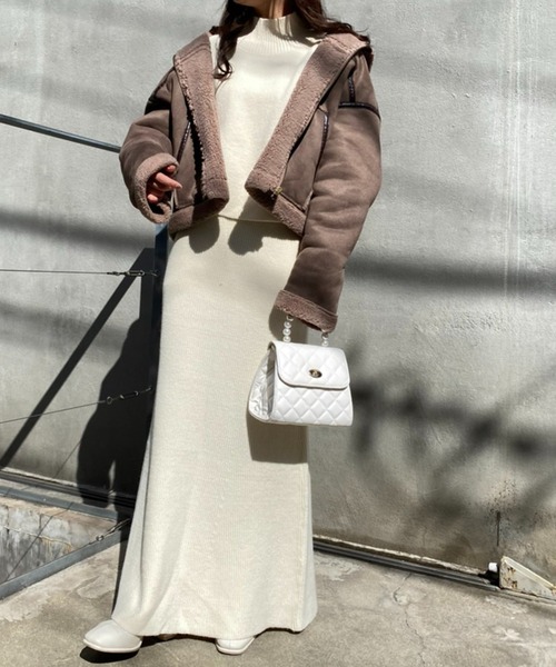 one after another NICE CLAUP（ワンアフターアナザーナイスクラップ）の「2枚セットマルチWayニットワンピース（ワンピース・レディース・グレー/モカ/ラベンダー/アイボリー・FREE）」の14枚目の写真