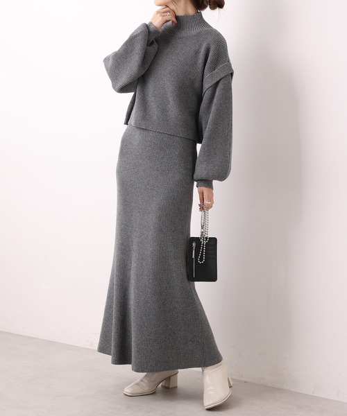 one after another NICE CLAUP（ワンアフターアナザーナイスクラップ）の「2枚セットマルチWayニットワンピース（ワンピース・レディース・グレー/モカ/ラベンダー/アイボリー・FREE）」の5枚目の写真