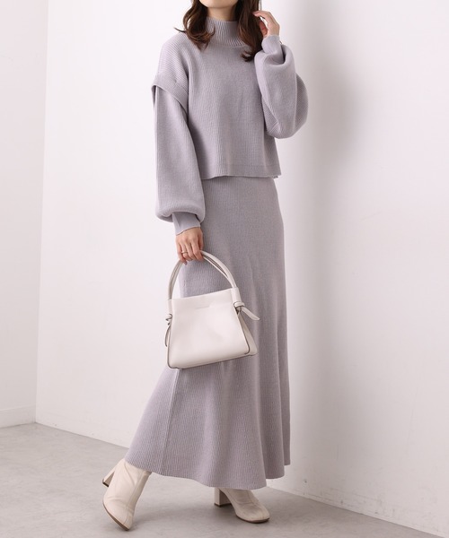 one after another NICE CLAUP（ワンアフターアナザーナイスクラップ）の「2枚セットマルチWayニットワンピース（ワンピース・レディース・グレー/モカ/ラベンダー/アイボリー・FREE）」の6枚目の写真