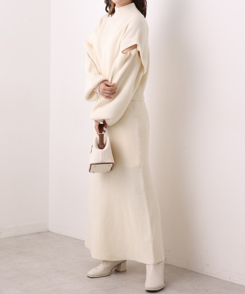 one after another NICE CLAUP（ワンアフターアナザーナイスクラップ）の「2枚セットマルチWayニットワンピース（ワンピース・レディース・グレー/モカ/ラベンダー/アイボリー・FREE）」の7枚目の写真