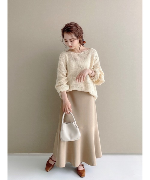JUMELLE（ジュメロ）の「ルーズローゲージニット（ニット/セーター・レディース・ブラウン/アイボリー・FREE）」の5枚目の写真
