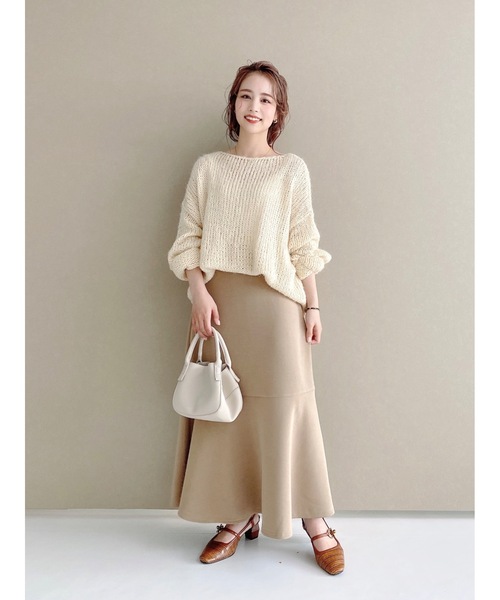 JUMELLE（ジュメロ）の「ルーズローゲージニット（ニット/セーター・レディース・ブラウン/アイボリー・FREE）」の8枚目の写真