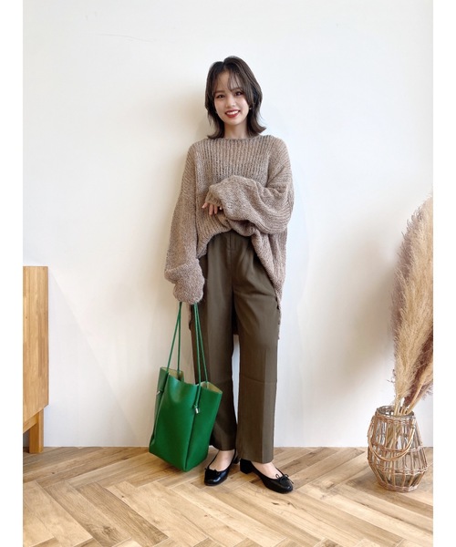 JUMELLE（ジュメロ）の「ルーズローゲージニット（ニット/セーター・レディース・ブラウン/アイボリー・FREE）」の3枚目の写真