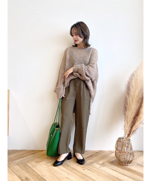 JUMELLE（ジュメロ）の「ルーズローゲージニット（ニット/セーター・レディース・ブラウン/アイボリー・FREE）」の6枚目の写真