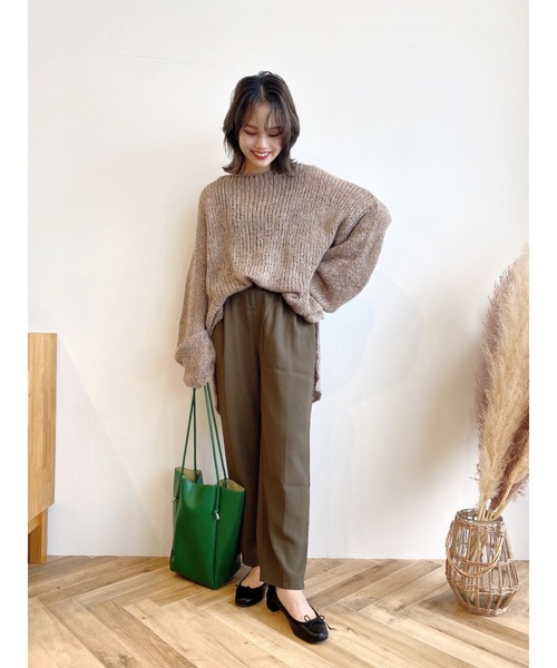 JUMELLE（ジュメロ）の「ルーズローゲージニット（ニット/セーター・レディース・ブラウン/アイボリー・FREE）」の9枚目の写真