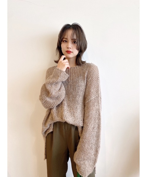 JUMELLE（ジュメロ）の「ルーズローゲージニット（ニット/セーター・レディース・ブラウン/アイボリー・FREE）」の12枚目の写真