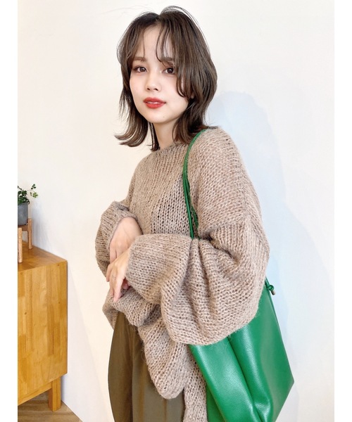 JUMELLE（ジュメロ）の「ルーズローゲージニット（ニット/セーター・レディース・ブラウン/アイボリー・FREE）」の7枚目の写真