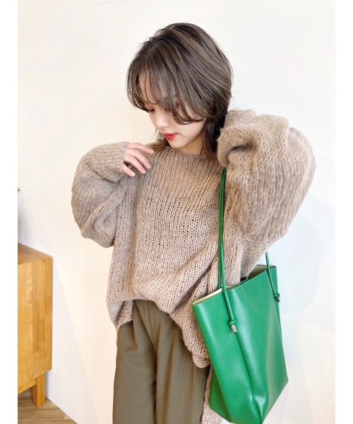 JUMELLE（ジュメロ）の「ルーズローゲージニット（ニット/セーター・レディース・ブラウン/アイボリー・FREE）」の10枚目の写真