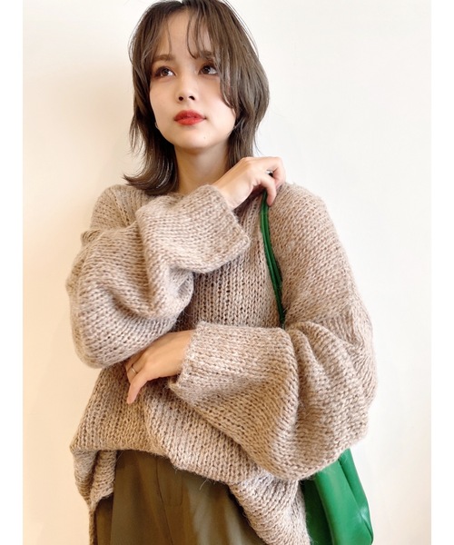 JUMELLE（ジュメロ）の「ルーズローゲージニット（ニット/セーター・レディース・ブラウン/アイボリー・FREE）」の15枚目の写真