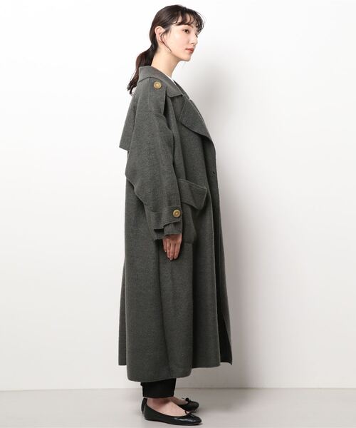 Lui's（ルイス）の「圧縮ニットデザイントレンチ（トレンチコート・レディース・ベージュ/カーキ・FREE）」の6枚目の写真