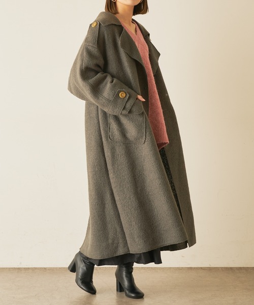 Lui's（ルイス）の「圧縮ニットデザイントレンチ（トレンチコート・レディース・ベージュ/カーキ・FREE）」の10枚目の写真