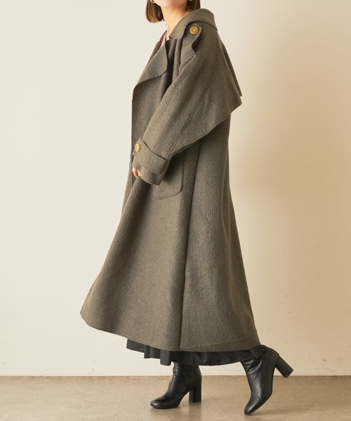 Lui's（ルイス）の「圧縮ニットデザイントレンチ（トレンチコート・レディース・ベージュ/カーキ・FREE）」の8枚目の写真
