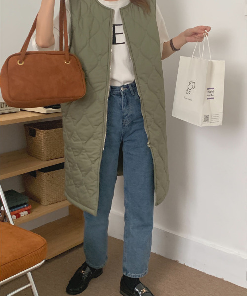 emi+（エミプラス）の「レイヤード風キルティングノースリーブコート＋ハイネックショートジャケットセット（ミリタリージャケット・レディース・チャコールグレー/カーキ/ホワイト・FREE）」の17枚目の写真