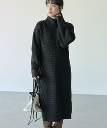 earth music&ecology | ナローケーブル柄ニットワンピース＊(ワンピース)
