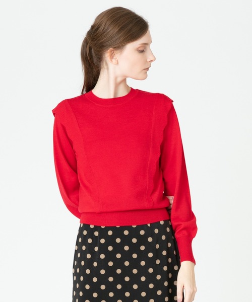 allureville（アルアバイル）の「スカラップショルダープルオーバー（ニット/セーター・レディース・ブラック/ベージュ/レッド・2）」の3枚目の写真