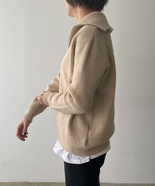 210nouve（トゥージュヌーブ）の「ハーフジップリブニット（ニット/セーター・レディース・ブラック/ホワイト/レッド/ベージュ・FREE）」の17枚目の写真