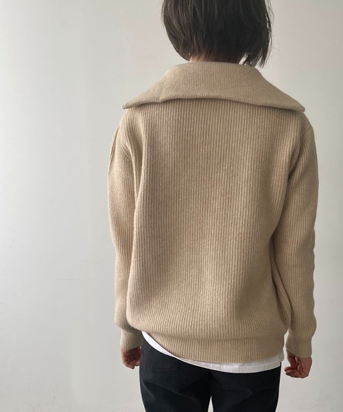 210nouve（トゥージュヌーブ）の「ハーフジップリブニット（ニット/セーター・レディース・ブラック/ホワイト/レッド/ベージュ・FREE）」の18枚目の写真