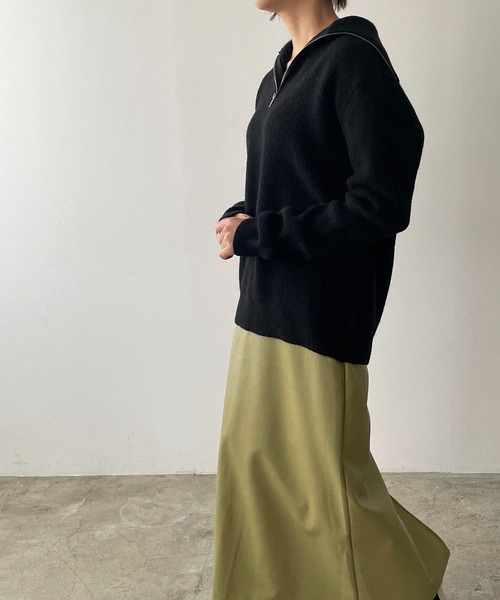 210nouve（トゥージュヌーブ）の「ハーフジップリブニット（ニット/セーター・レディース・ブラック/ホワイト/レッド/ベージュ・FREE）」の5枚目の写真