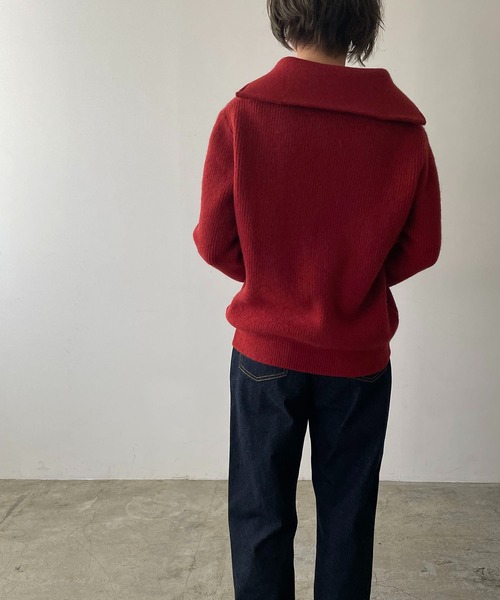 210nouve（トゥージュヌーブ）の「ハーフジップリブニット（ニット/セーター・レディース・ブラック/ホワイト/レッド/ベージュ・FREE）」の13枚目の写真