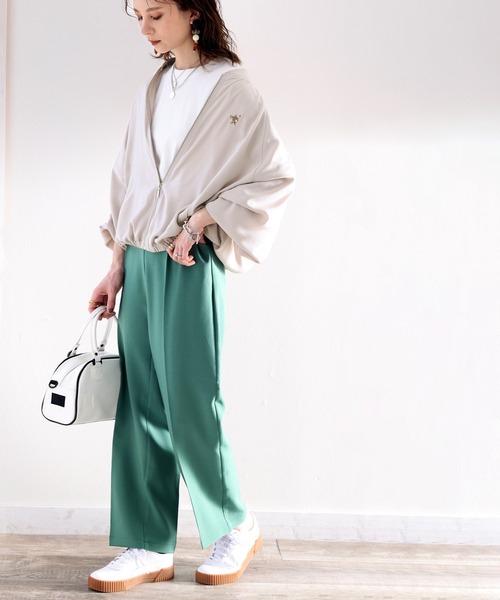 セール】滑らか、とろん。ワンポイント刺繍入りブルゾン（MA-1