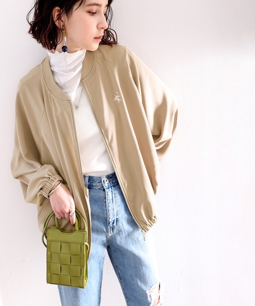 セール】滑らか、とろん。ワンポイント刺繍入りブルゾン（MA-1