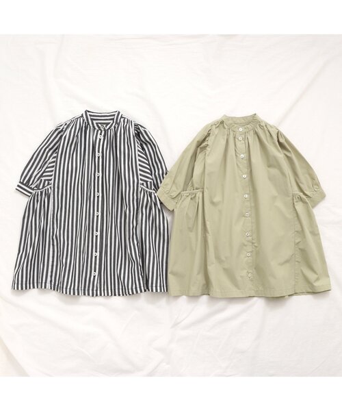 Ampersand(アンパサンド)の「premier スプリングギャザーシャツワンピース(ワンピース・キッズ・ベージュ/ネイビー/ラベンダー/ブラック・70/130/100/120/140/80/90/110)」の6枚目の写真