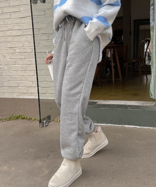 SONA（ソナ）の「SONYUNARA  トレーナージョガーパンツ（スウェットパンツ・レディース・ライトグレー/ブラック/グレー・FREE）」の5枚目の写真