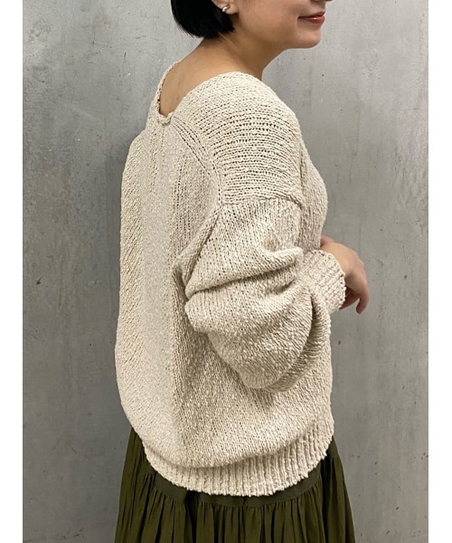 BEARDSLEY（ビアズリー）の「綿麻リリープルオーバー（ニット/セーター・レディース・ベージュ/ホワイト・FREE）」の2枚目の写真