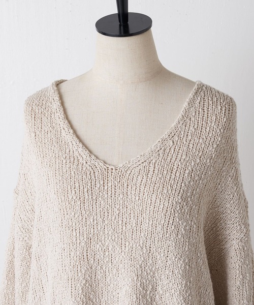 BEARDSLEY（ビアズリー）の「綿麻リリープルオーバー（ニット/セーター・レディース・ベージュ/ホワイト・FREE）」の8枚目の写真