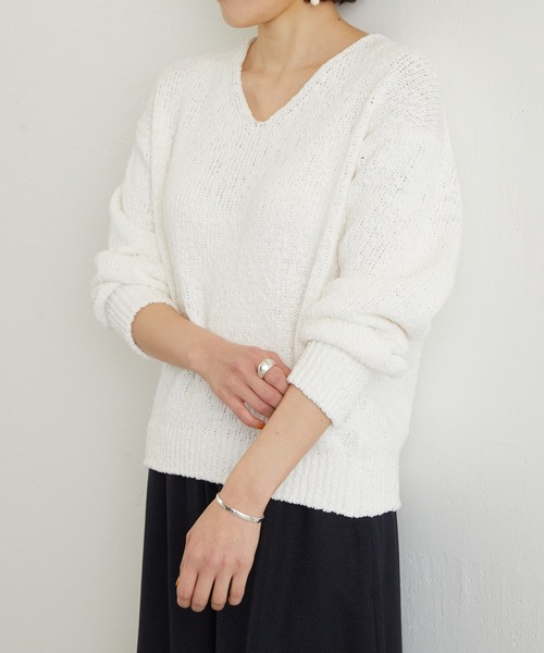 BEARDSLEY（ビアズリー）の「綿麻リリープルオーバー（ニット/セーター・レディース・ベージュ/ホワイト・FREE）」の7枚目の写真