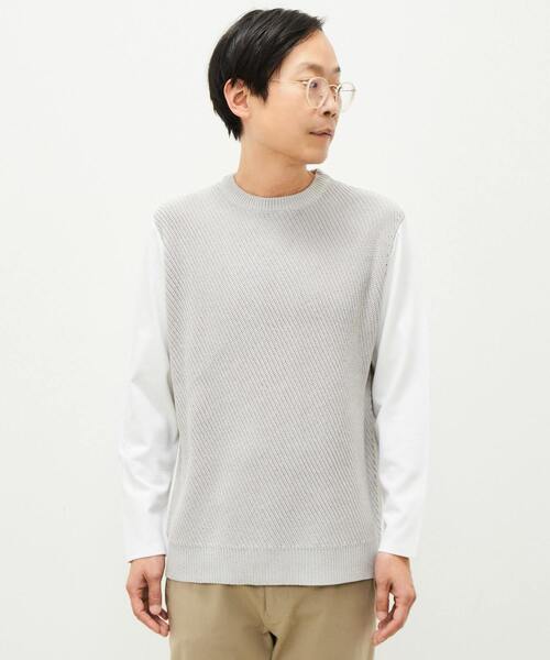 MEN'S MELROSE（メンズメルローズ）の「ニットドッキングTシャツ（Tシャツ/カットソー・メンズ・ベージュ/グレー/ミント・4/3）」の17枚目の写真