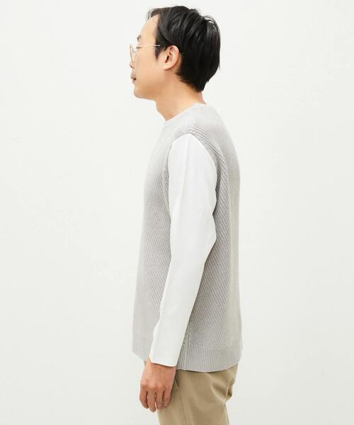 MEN'S MELROSE（メンズメルローズ）の「ニットドッキングTシャツ（Tシャツ/カットソー・メンズ・ベージュ/グレー/ミント・4/3）」の16枚目の写真