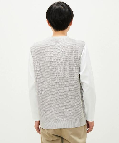 MEN'S MELROSE（メンズメルローズ）の「ニットドッキングTシャツ（Tシャツ/カットソー・メンズ・ベージュ/グレー/ミント・4/3）」の15枚目の写真