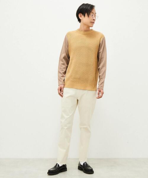 MEN'S MELROSE（メンズメルローズ）の「ニットドッキングTシャツ（Tシャツ/カットソー・メンズ・ベージュ/グレー/ミント・4/3）」の5枚目の写真