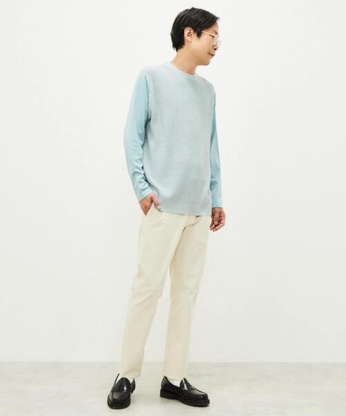 MEN'S MELROSE（メンズメルローズ）の「ニットドッキングTシャツ（Tシャツ/カットソー・メンズ・ベージュ/グレー/ミント・4/3）」の4枚目の写真