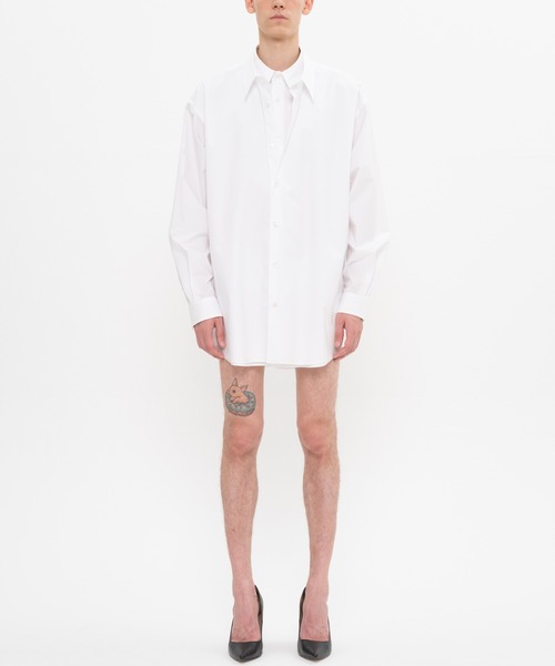 DRESSEDUNDRESSED(ドレスドアンドレスド)の「DRESSEDUNDRESSED Layered Oversized Shirt (DUS22104)(シャツ/ブラウス・メンズ・ホワイト/ブラック・4/2/3)」の6枚目の写真
