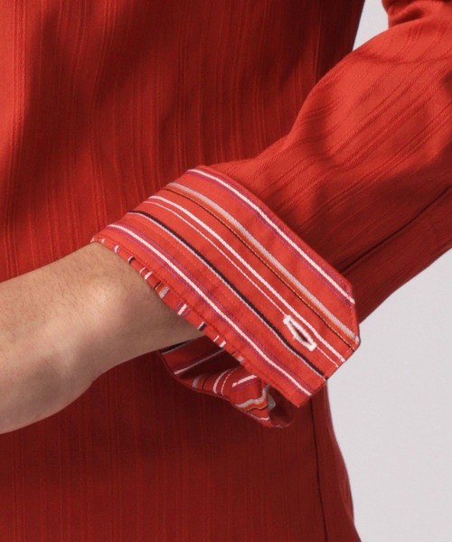 NICOLE CLUB FOR MEN（ニコルクラブフォーメン）の「【22年春モデル】イタリアンカラー長袖シャツ（シャツ/ブラウス・メンズ・ブラック/レッド系その他/ホワイト系その他/ネイビー・LARGE/MEDIUM/X-LARGE）」の8枚目の写真